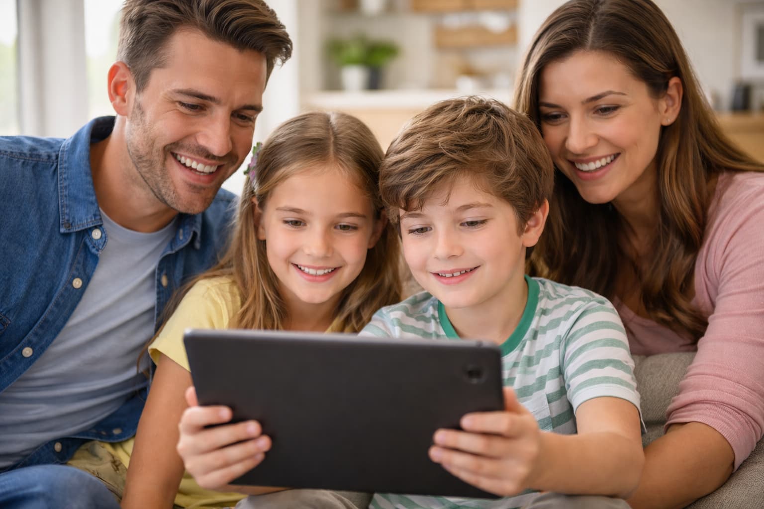 A school community viewing a TouchStory experience on a tablet